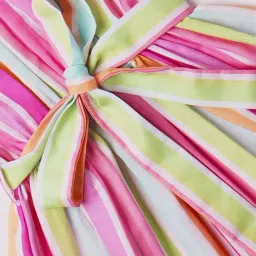 PSPeaches Kids Multicolor Striped Halter Neck Fit & Flare Dress image 5