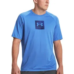 Under Armour Blue Loose Fit Printed Sports T-Shirt-image-94