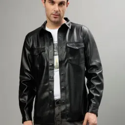 Iconic Black Regular Fit Solid Shirt-image-72