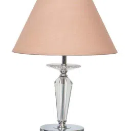 Kapoor Lamp Shades Viso Chrome Finish Metal & Clear Crystal Glass Table Lamp with Beige Cotton Shade image 5