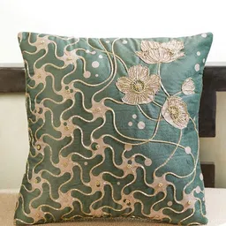 Mid July Home Green & Beige Floral Velvet Square Cushion Covers-image-33