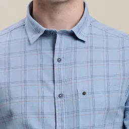 Turtle Men Relaxed Slim Fit Spread Collar Windowpane Checked Khadi Casual Shirt image 4