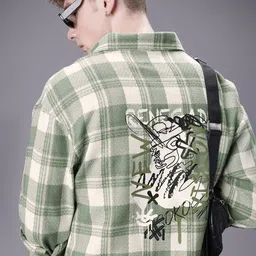 SOKO STREET Relaxed Fit Checked Drop-Shoulder Sleeves Casual Shirt-image-4