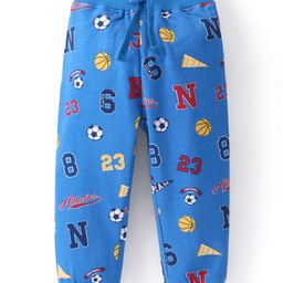 Babyhug Cotton Looper Knit Full Length Lounge Pant Ball Print - Blue-image-69