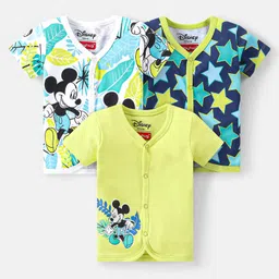 Babyhug Disney 100% Cotton Knit Half Sleeves Jhablas With Mickey Mouse Print Pack of 3 - Multicolour-image-96