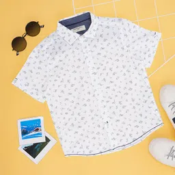 Pantaloons Junior Half Sleeves Abstract Printed Shirt - Bright White-image-36