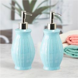 Kookee Ceramic Soap Dispenser handwash Pump for Bathroom, Set of 2, Blue (9508)-350 ml-picture-49