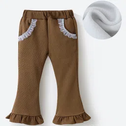 Kookie Kids Full Length Lounge Pants With Lace Detailing - Brown-picture-27