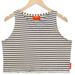 Olele Cotton Striped Crop Top - White & Blue-image-34