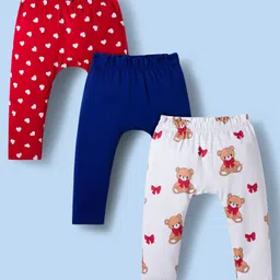 Doodle Poodle 100% Cotton Single Jersey Knit Diaper Leggings With Animal Print Pack Of 3 - White Red & Navy Blue-picture-12