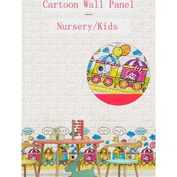 Hop N Play 10 Pcs PE Foam 3D Train Wall Panel Stickers - White image 2