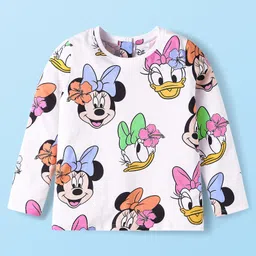 Babyhug Disney Single Jersey Full Sleeves Night Suit With Minnie & Friends All Over Print - White image 2