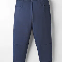 Doreme Knit Fleece & Woollen Solid Colour Pant With Cut & Sew Design - Navy Blue image 2