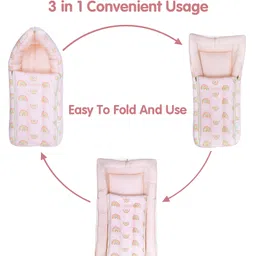 1st Step 3 in 1 Baby Bed, Sleeping Bag & Carry Nest, Cotton Baby Bedding for New Born & Infant, Portable Bassinet, for Baby Carrying & co Sleeping, Unisex Baby Sleeping Bed image 3