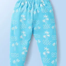 Doodle Poodle Cotton Knit Bootie Leggings with Surf Boy Text Print Pack Of 3 - Navy Blue & Yellow image 3