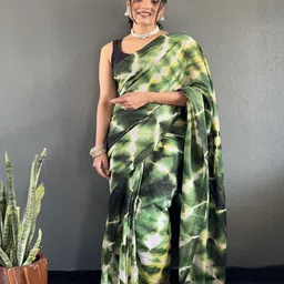 HERE&NOW Tie and Dye Pure Georgette Ready to Wear Saree image 2