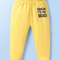 Doodle Poodle Cotton Knit Bootie Leggings with Surf Boy Text Print Pack Of 3 - Navy Blue & Yellow image 4