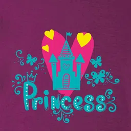 NUSYL Cotton Blend Half Sleeves Princess Text Printed Tee - Wine image 5