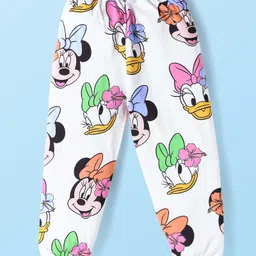 Babyhug Disney Single Jersey Full Sleeves Night Suit With Minnie & Friends All Over Print - White image 5