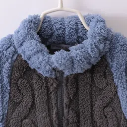 Mark & Mia Full Sleeves Winter Wear SweatJacket & Lounge Pant Set with Cable Knit Design & Astronaut Patch Detailing - Charcoal Grey image 5