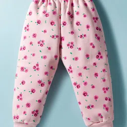 Smarty Girls Fleece Knit Full Sleeves Winter Wear Suit Set With Floral Print - Pink image 5