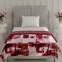 Monte Carlo Pink & Black Abstract Printed AC Room 350 GSM Single Bed Blanket image 2