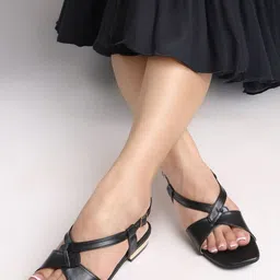 ELLE Women Open Toe Flats with Buckles image 5