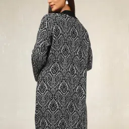 Soch Black Acrylic Regular Fit Woven Design Shrug image 2