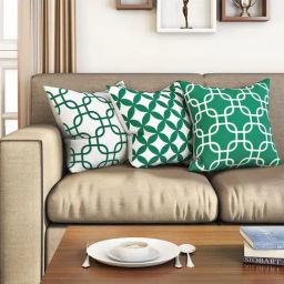 SEJ by Nisha Gupta Green & White Cushion Covers - Set of 3-picture-20