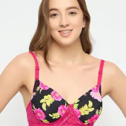 Clovia Pink Printed T-Shirt Bra-image-29