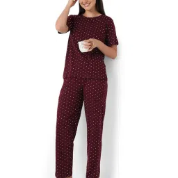 Smarty Pants Wine Regular Fit Polka Dot Pyjama Set image 5