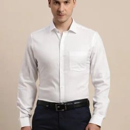 Turtle White Cotton Slim Fit Dobby Shirt-picture-7