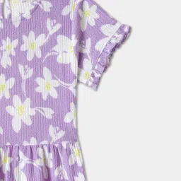 R&B Kids Purple Floral Regular Fit Dress image 3