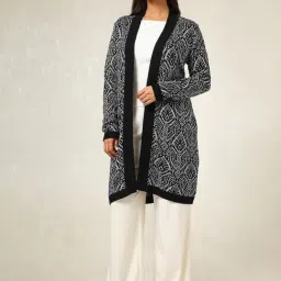 Soch Black Acrylic Regular Fit Woven Design Shrug image 5