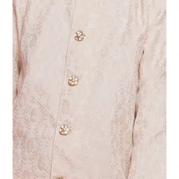 Little Bansi Kids Cream Embroidered Full Sleeves Sherwani with Dhoti image 5