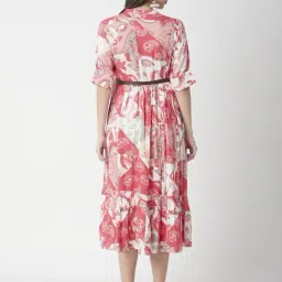 R&B Pink Viscose Printed Fit & Flare Dress image 2