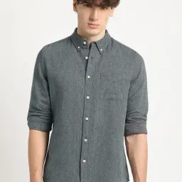 The Bear House Grey Cotton Slim Fit Texture Shirt-picture-23