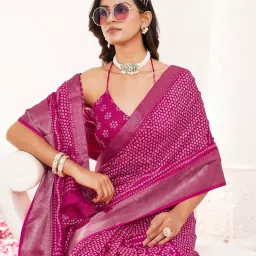 Tikhi Imli Pink Printed Ready To Wear Saree with Unstitched Blouse image 5
