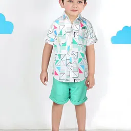 Bad Boys Boys Abstract Printed Pure Cotton Shirt With Shorts-image-68