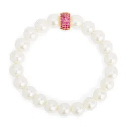 MINUTIAE Gold Plated Pearls Beaded Elasticated Bracelet image 3