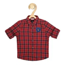 Allen Solly Junior Maroon Cotton Chequered Full Sleeves Shirt-image-21