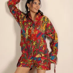 KAORI BY SHREYA AGARWAL Multi Cotton Printed Shorts image 5