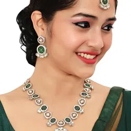 VATSALYA creation Rhodium-Plated Artificial Stones Alloy Jewellery Set-picture-15