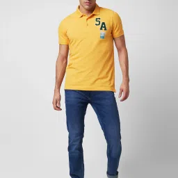 Spykar Yellow Slim Fit Polo T-Shirt image 5