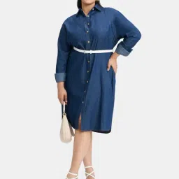 VIRGIO Blue Regular Fit Solid Dress-picture-44