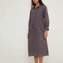 Utsa by Westside Charcoal Pintuck Design Cotton Shirt Dress-picture-15