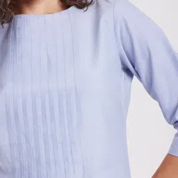 Fablestreet Light Blue Cotton Relaxed Fit A Line Dress image 5