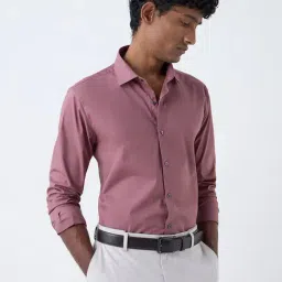WES Formals by Westside Dusty Pink Ultra Slim Fit Cotton-Blend Shirt-picture-15