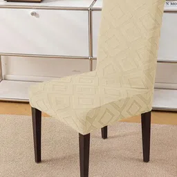 HOUSE OF QUIRK Set Of 4 Beige Removable & Washable Chair Cover image 3