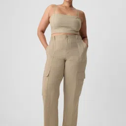 GAP Khaki Solid Cargo Pants image 5